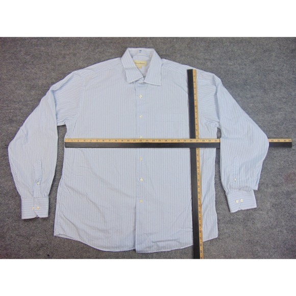 Tommy Bahama Shirt Mens 17x36/37 Light  Blue Striped Long Sleeve Button Down - Picture 4 of 8